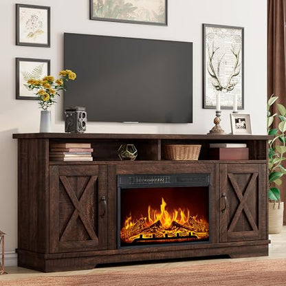 63" Farmhouse Fireplace TV Stand with 26" Electric Fireplace, view 2