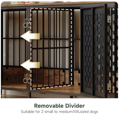 71” Double Dog Crate Furniture, Large Dog Kennel Furniture, view 6