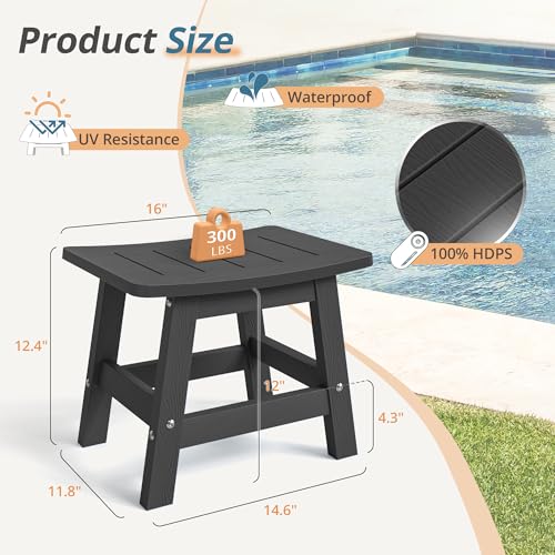Outdoor Adirondack Ottomans, Footrest Footstool, Outdoor Foot Rest for Patio, HDPS All Weather Waterproof Footrest Footstool for Adirondack Chair, Black