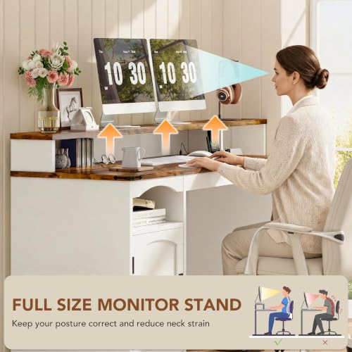 Computer Desk with Drawers and Printer Stand Large Office Desk, view 6