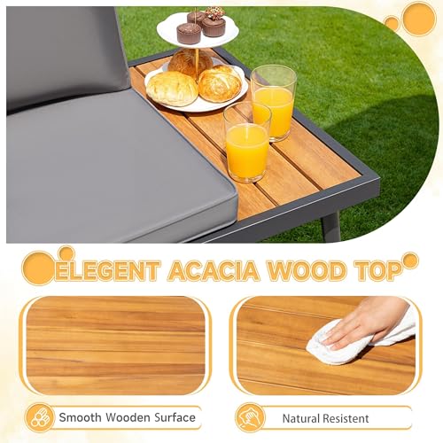 Patio Furniture Set,6 Pieces Outdoor Sectional Sofa with Cup Holder and 7.87in Wider Armrest, PE Wicker Backyard Couch Set with Coffee Table&Glass Tabletop for Deck, Porch