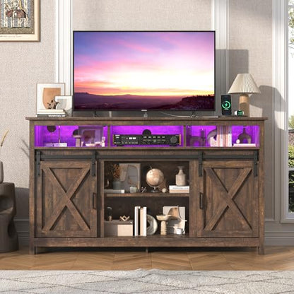 Farmhouse TV Stand for 65 Inch TV with Power Outlet, view 4
