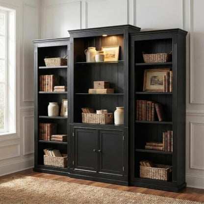 Tall Bookcase with Storage, Doors and Shelves & LED, view 4