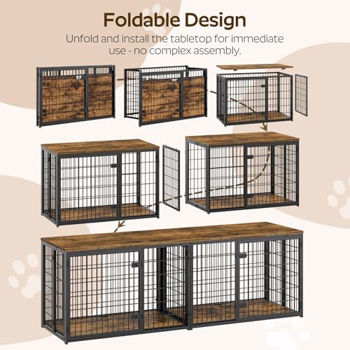 Foldable Dog Crate Furniture for 2 Dogs, view 5