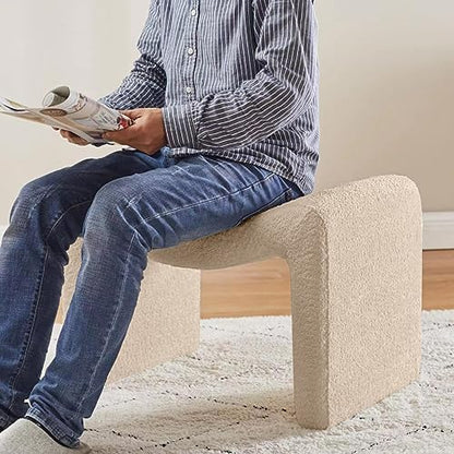 Small Footstool Ottoman, Multi-Functional Modern Foot Stool, Sofa Footrest Extra Seating for Living Room, Entryway, Hallways and Bedrooms, Small, Camel