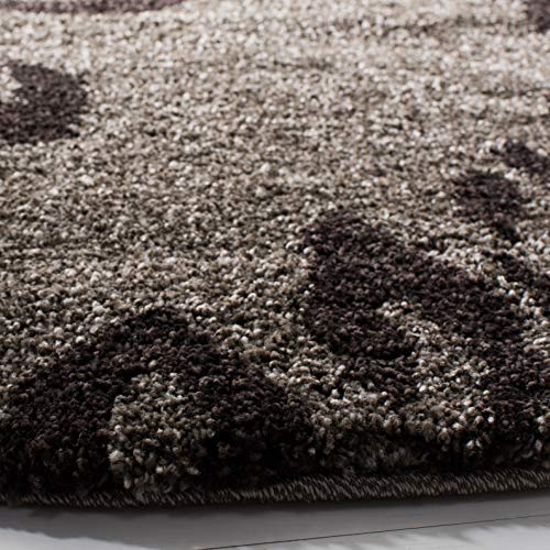 SAFAVIEH Florida Shag Collection Accent Rug - 4' x 6', Smoke & Dark Brown, Non-Shedding & Easy Care, 1.2-inch Thick Ideal for High Traffic Areas in Foyer, Living Room, Bedroom (SG456-7928)