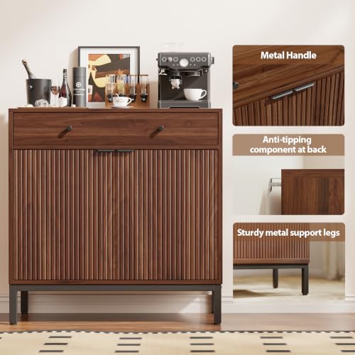 Sideboard Buffet Cabinet Storage, Modern Console Fluted Credenza, view 6