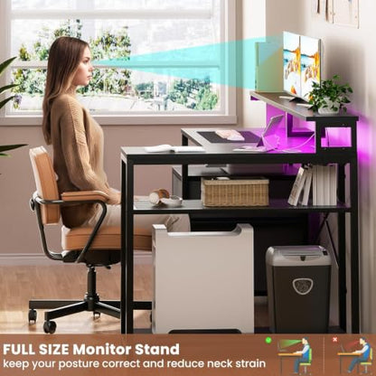 L Shaped Desk with File Drawer, Reversible L Shaped Gaming Desk, view 7