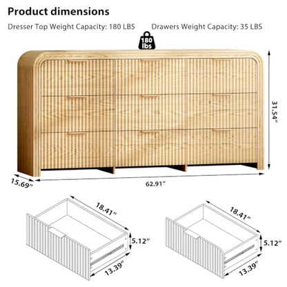 62.91" Modern Chest of Drawer, 9 Deep Drawers, Clothes Organizer, view 3