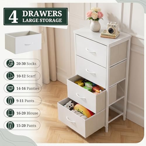 4 Drawers Dresser for Bedroom Fabric Storage Tower with Wooden Top, view 6