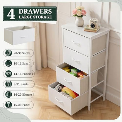 4 Drawers Dresser for Bedroom Fabric Storage Tower with Wooden Top, view 6
