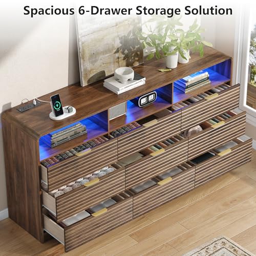 63'' Wide Fluted 9 Drawers Dresser with 3 Cubbies, view 4