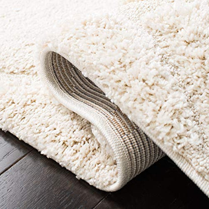 SAFAVIEH Florida Shag Collection Accent Rug - 3'3" x 5'3", Cream & Cream, Scroll Design, Non-Shedding & Easy Care, High-Low Plush Pile, Ideal for Living Room, Bedroom, Dining Space (SG455-1111)