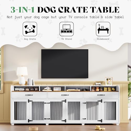 95" Dog Crate Furniture, Multi-Functional TV Stand with Storage, view 4
