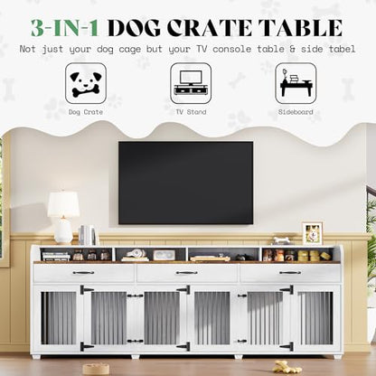 95" Dog Crate Furniture, Multi-Functional TV Stand with Storage, view 4