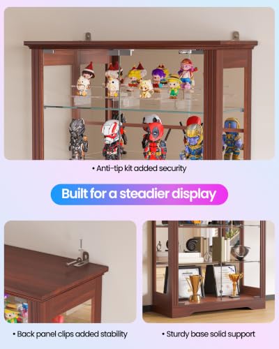 Glass Display Cabinet with RGB Lights & Adjustable Shelves, view 6