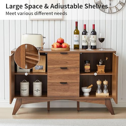 Buffet Cabinet with Storage, 47.2" Storage Cabinet with 3 Drawers, view 6