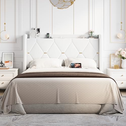 Full Size Bed Frame with Storage Headboard & Smart Charging Station, view 4