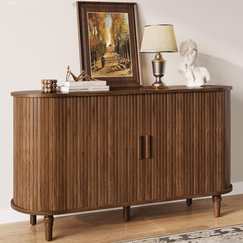 55" Sideboard Buffet Cabinet with Storage - Fluted Credenza Storage Cabinet, view 2