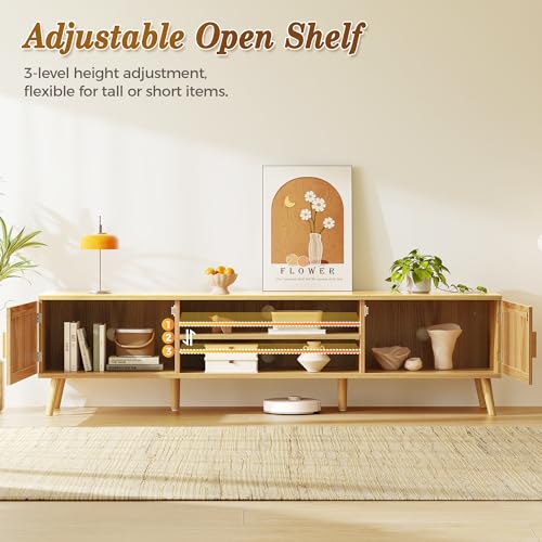 70.9 Inch Boho TV Stand for 75 Inch TV, view 6