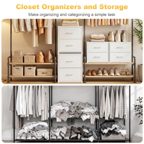 2 Pack Stackable Storage Drawers, Closet Drawers, White, view 6