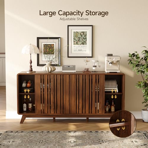 Sideboard Buffet Cabinet with Storage, Fluted Kitchen Cabinet, view 6
