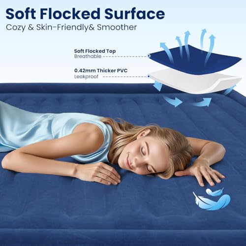 Queen Air Mattress with Built-in Pump, 18" Raised Upgraded Comfort, view 4