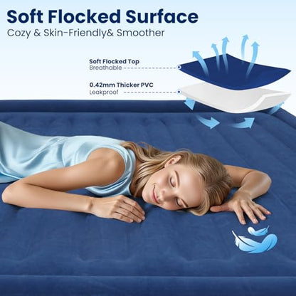 Queen Air Mattress with Built-in Pump, 18" Raised Upgraded Comfort, view 4