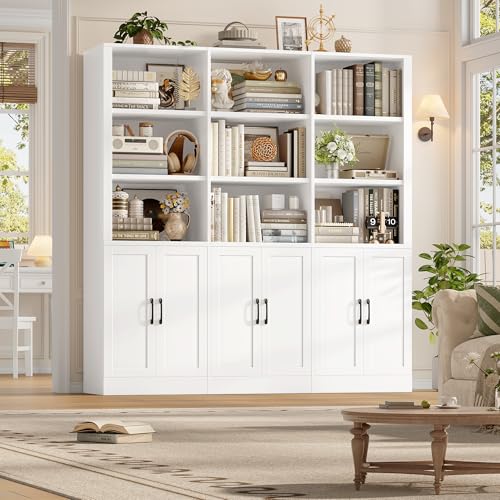 70” H x 63” W Triple Wide Bookshelf, Tall Bookcase with 6 Doors, view 4