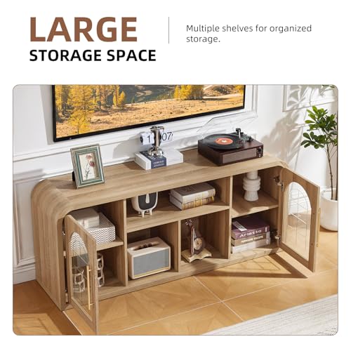Curved TV Stand for TVs Up to 65", Modern Entertainment Center, view 5