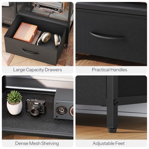 LED TV Stand with Storage, LED Entertainment Center with Open Shelves and Drawer, view 8
