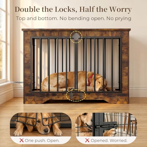 38 Inch Modern Farmhouse Dog Crate Furniture End Table, view 5