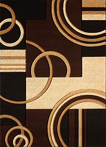 Area Rug Modern Soft Hand Carved Contemporary Floor Carpet with Premium Fluffy Texture for Indoor Living Dining Room and Bedroom Area (Brown, 4'x6')