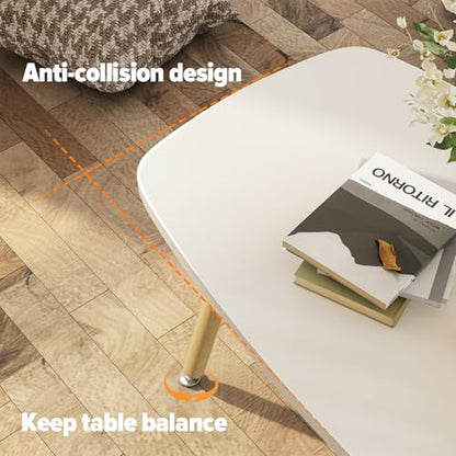 Folding Coffee Table 39.3'' White Coffee Tables for Living Room Portable Simple Modern Rectangular Center Table for Small Spaces, No Assembly, White