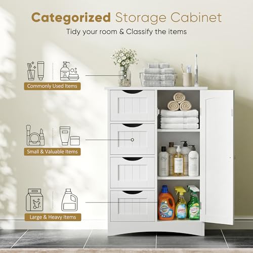 Bathroom Storage Cabinet with 4 Drawers and 1 Cupboard, view 5