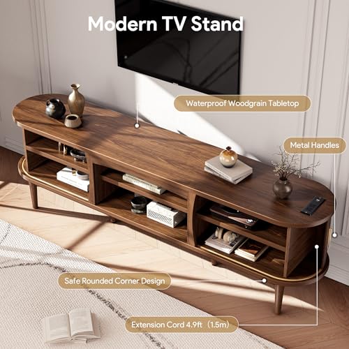 Mid Century TV Stand for TVs up to 90 Inches, Entertainment Center with Storage, view 7