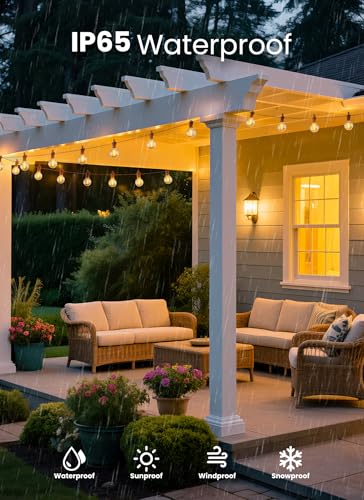 100FT 52 LED Bulbs Outdoor String Lights, G40 Shatterproof String Lights, view 5