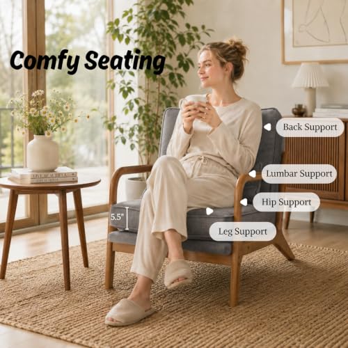 Mid-Century Modern Accent Reading Chair, Grey, view 4