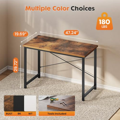 47-Inch Computer Desk for Bedroom, Brown, view 4