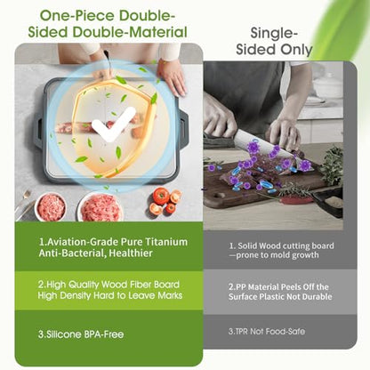 Titanium Cutting Board for Kitchen, Double Sided Pure Titanium & Wood Fiber, view 7