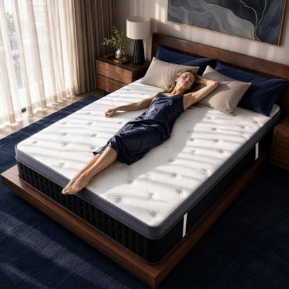Queen Mattress 12 Inch, Medium Firm Hybrid with Pocket Coils & Cooling Gel, view 2