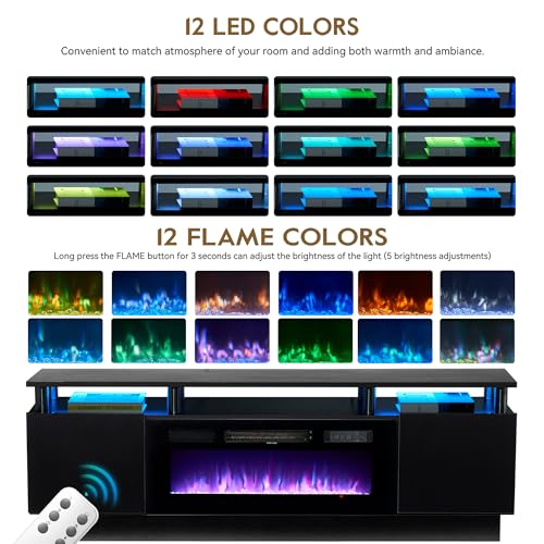 80" Fireplace TV Stand for TVs UP to 90", view 7
