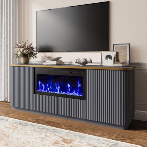 70" Fluted Fireplace TV Stand for TVs Up to 80", view 2