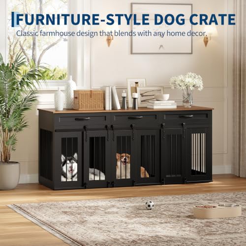 71'' Large Dog Crate for 2 Dogs,Dog Crate with 3 Drawer, view 8