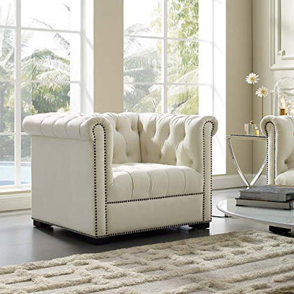 EEI-3065-IVO Heritage Upholstered Velvet Armchair, Ivory