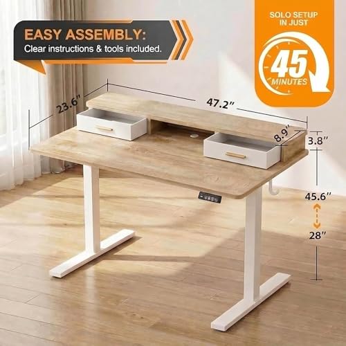 Electric Standing Desk with Two Drawers, view 3