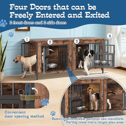 63" Double Dog Crate Furniture for 2 Dogs, view 4