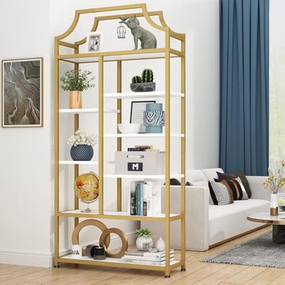 8-Tier Open Shelf Bookcase, 70.87"H x 31.5"L Lux Etagere Bookshelf, view 6