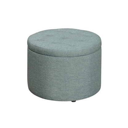 Designs4Comfort Round Shoe Ottoman, Green Faux Linen