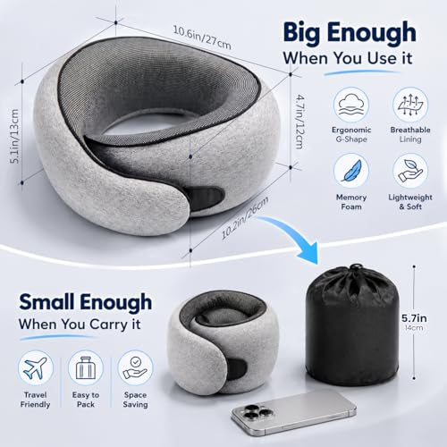 G-Shape Memory Foam Travel Pillow, Neck Pillow, view 3